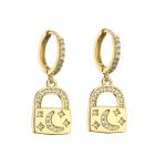 Plated 18k Gold Jewelry Lock Key Charm Designer Inspired Earrings for sale