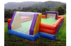 China Yellow With Blue Inflatable Soap Soccer Field For Commercial Use supplier