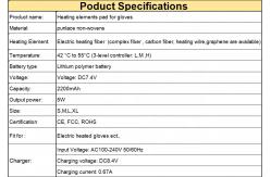China S-2XL Rechargeable Heating Pad For Heated Gloves Waterproof supplier
