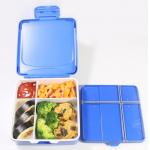 Flip Top Handle Seal Plastic Bento Lunch Box Portable Leak-Proof Blue