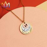 Cadmium Free SS Engraved Round Pendant Necklace