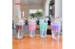 China Straw Cup Summer Ice Cream Cup Transparent Double-Layer Plastic Water Cup supplier