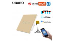 China Smart Zigbee Switch Gold EU / UK Standard 220V Wall Switch App Contorl supplier