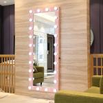 Single Sided Full Length Hollywood Mirror Pink Metal Framed Full Body Vanity Mirror for sale