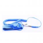 Adjustable Blue Anti Static ESD Wrist Strap PVC With Coil Cord for sale