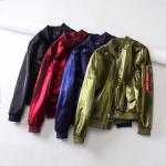 Blank Ruffle Satin Ma1 Bomber Jacket With Pocket OEM Service Available for sale