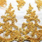 MDX Golden Sequin Net Embroidery Lace 135cm Width For Textile for sale