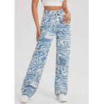 Small Quantity Clothing Factory Women'S High Waisted Wide Leg Print Casual Baggy Jeans Denim Pants for sale