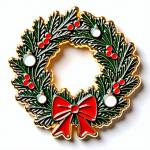 Christmas Wreath Fridge Magnet With Pine Berries And Bow for sale