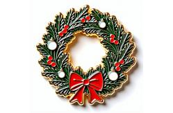 China Christmas Wreath Fridge Magnet With Pine Berries And Bow supplier