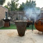 Outdoor Corten Steel BBQ Grill With Wood Storage And Natural Rusty Surface for sale