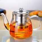 600ml Removable Infuser Clear Glass Teapot Ligjtweight Stovetop Safe Tea Kettle