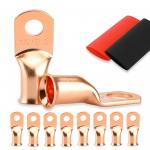 Moistureproof Battery Ring Terminal , 5/16 Copper 0 Gauge Wire Connectors 8pcs for sale