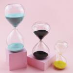 Flat Glass Sand Hourglass Timer Logo Customized Contemporary Style for sale