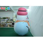 White Indoor Ornaments Inflatable Snowman Model Balloon With Pink Hat