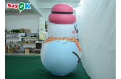 China White Indoor Ornaments Inflatable Snowman Model Balloon With Pink Hat supplier