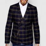 Slim Fit Notch Lapels Mens Flight Jacket Check Wool Coat Latest Blazer Design for sale