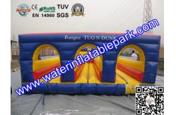 China Three Lane Inflatable Bungee Run Game With Basketball Hoop Customized Size supplier