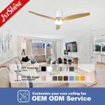 52 Inches Wooden Blades LED Lighting Ceiling Fan with Remote Control Switch Style