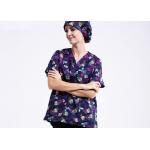 V Neck Printing Scrubs Medical Uniforms , Fancy Pattern Cool Medical T Shirts