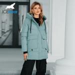 Bio Down Jacket Hood Mid-length Warmth Meets Fashion Classic Woman Coat Middle Length Big Pockets Thick Material for sale