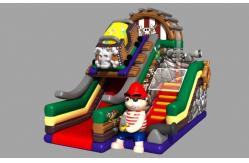 China Pirate Theme Amusement Park Inflatable Playground Bouncy Castle Water Slide supplier