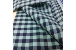 China 110GSM Blue Cotton Check Fabric Chlorine Bleaching Resistant No Extreme Smell supplier