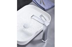 China Waterfall Bathroom Basin Faucets , Chrome plated Wash Basin Tap Hot And Cold supplier