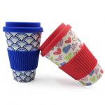 Biodegradable 400ml Bamboo Fiber Coffee Cup With Silicone Cover for sale