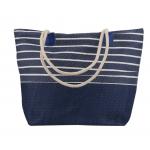 Cotton Canvas Blue And White Striped Beach Bag Ladies Simple Casual Style for sale
