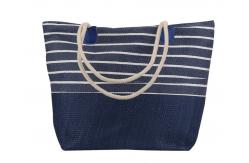 China Cotton Canvas Blue And White Striped Beach Bag Ladies Simple Casual Style supplier