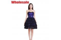 China Breathable Purple Black 2XL Bodycon Corset Mini Dress With Zipper supplier