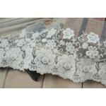 Soft Graceful White Nylon Lace Trim , Floral Wide Mesh Tulle Lace Trim By The Yard for sale