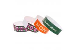 China Heat Resistant Paper Event Wristbands Printed Purple With Tyvek Material supplier