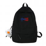Black Casual Vintage Student Canvas Backpack Striped Plush L26cm*H40cm*W11cm for sale