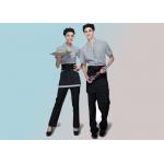 100% Cotton Trendy Restaurant Uniforms Lapel With Bow Tie For Restaurant Staff for sale