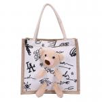 Cationic Polyester Fabric Personalized Shopping Totes Open 45cm White Black Graffiti for sale