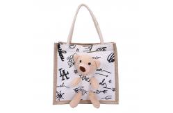 China Cationic Polyester Fabric Personalized Shopping Totes Open 45cm White Black Graffiti supplier