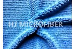 China 550gsm Microfiber Thick Stripe Coral Fleece Cloth Roya Blue150cm supplier