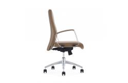 China Middle Back Leather Office Chair Swivel With Aluminum Armrest supplier