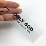 Black Logo Dull Polish Transparent Plastic Hang Tags for sale