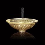 Chromed Clear Glass Bowl Sink Golden Wash Hand Modern Crystal Bathroom Vanity for sale