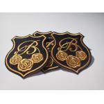 Eco Unique Style Custom Embroidered Patch Gold Rose Raised Effect