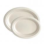 Compostable Sugarcane Bagasse Oval Pulp Packaging Oval Food Plates for sale