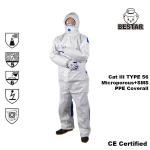 Disposable TYPE 5/6 Microporous Film + SMS Chemical Protection Coverall for sale