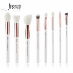 Jessup 8pcs Natural Makeup Brushes Set White Wood Handle for sale