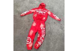 China Breathable Zip Up Cropped Sweatshirt Set Applique Embroidered Patch Unisex Track Suits supplier