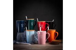 China Ceramic Custom Drinking Cups With Spoon White 6oz Sublimation Mugs supplier