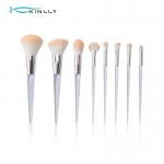 OEM 8PCS Complete Makeup Brush Set Quadrilateral Clear Plastic Handle for sale