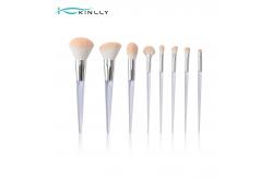 China OEM 8PCS Complete Makeup Brush Set Quadrilateral Clear Plastic Handle supplier